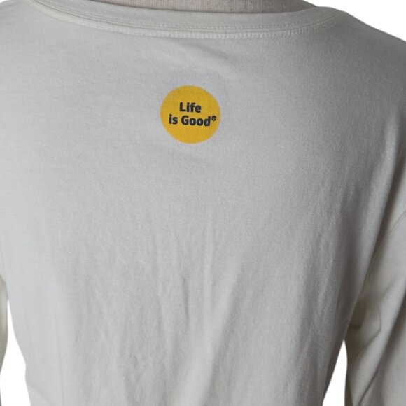 Life is Good Off White PEACE Holiday Long Sleeve Tee Shirt M - Picture 4 of 9